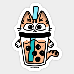 Tiger Boba Cat Tea Sticker